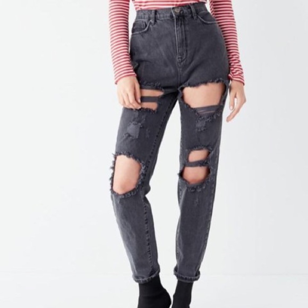 BDG Urban Outfitters Black Ripped Mom Jeans